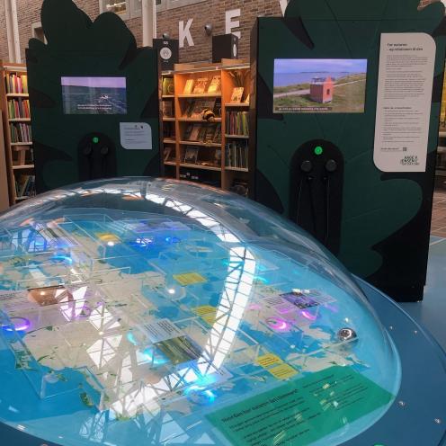 Et Danmarkskort i en kuppel. En del af den interaktive udstilling "Naturriget"